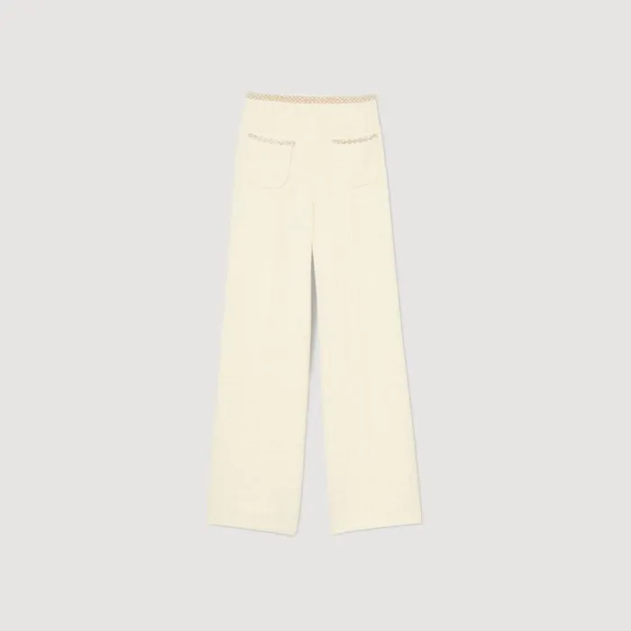 Women Pants and Shorts SANDRO Tweed Trousers Ecru