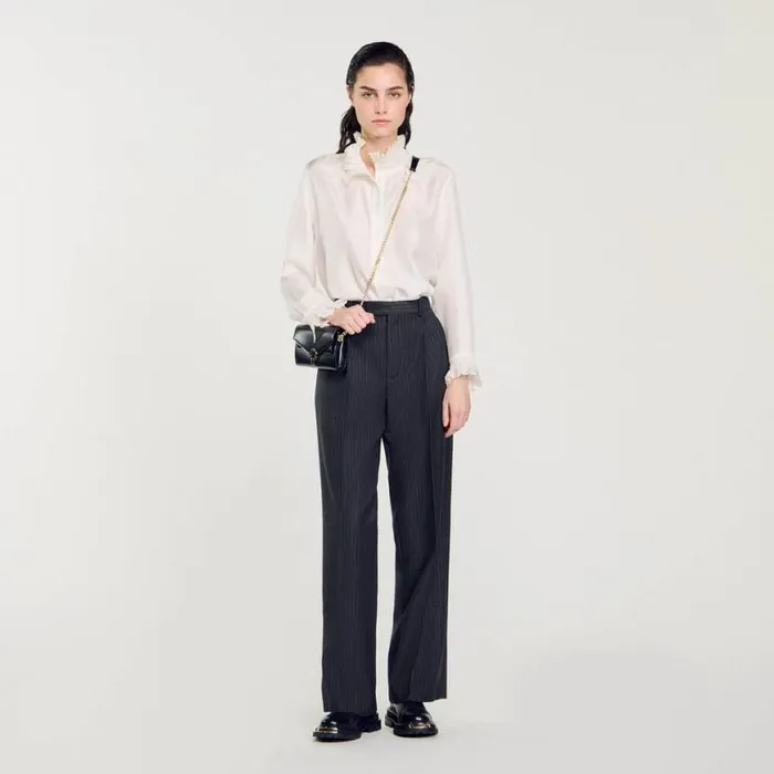 Women Pants and Shorts SANDRO Wool Pants Grey