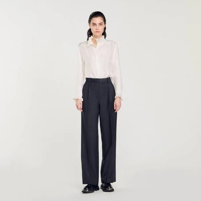 Women Pants and Shorts SANDRO Wool Pants Grey