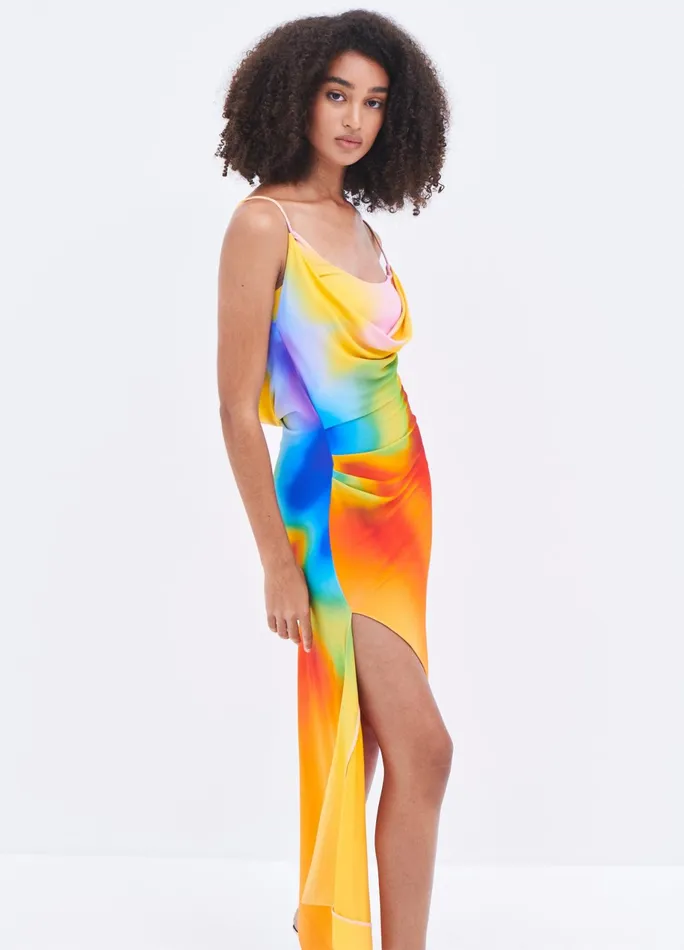 Women Rainbow Orchid Slip Dress MONSE Dresses