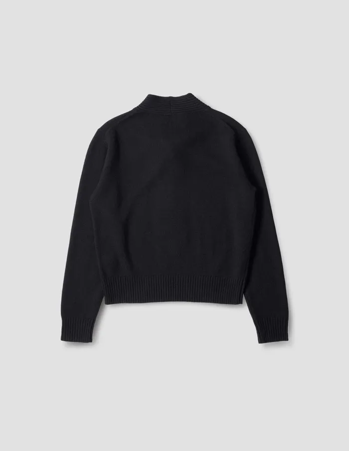 Women Ribbed Tie Neck Jumper Black Margaret Howell Knitwear