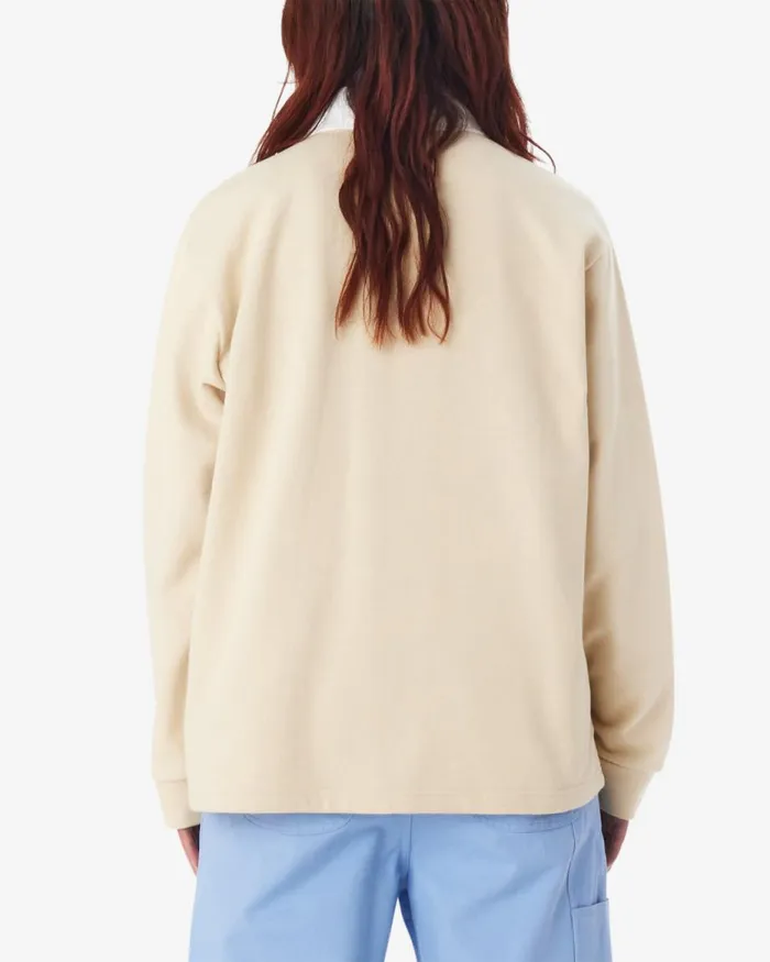 Women ROSEWOOD RUGBY LS POLO Oyster Grey OBEY Clothing TOPS