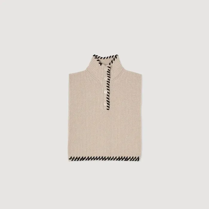 Women Scarves SANDRO Knit Collar Beige