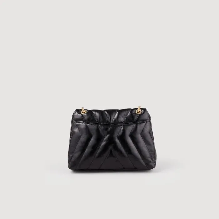 Women Shoulder Bags SANDRO Mila Quilted Leather Bag Black