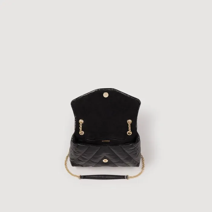 Women Shoulder Bags SANDRO Mila Quilted Leather Bag Black