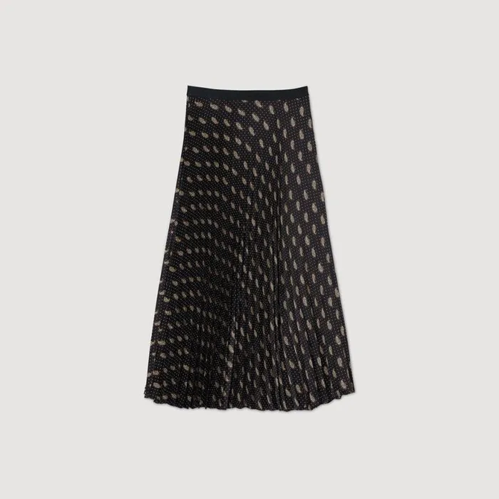 Women Skirts SANDRO Long Paisley Skirt Mustard Burgundy
