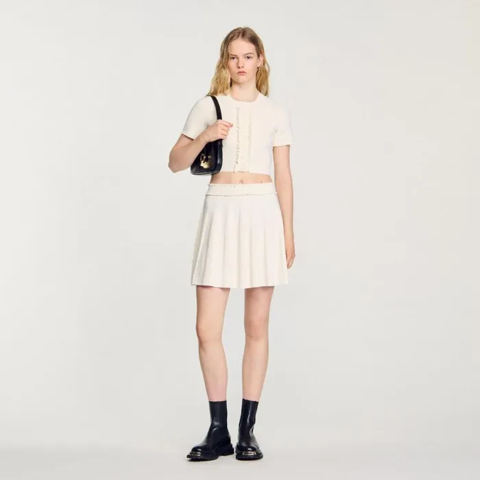 Women Skirts SANDRO Pointelle Knit Skirt Ecru