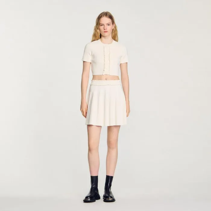 Women Skirts SANDRO Pointelle Knit Skirt Ecru