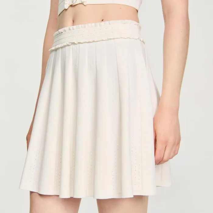Women Skirts SANDRO Pointelle Knit Skirt Ecru