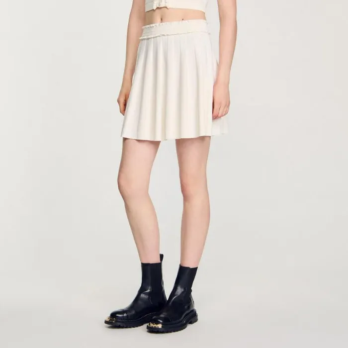 Women Skirts SANDRO Pointelle Knit Skirt Ecru