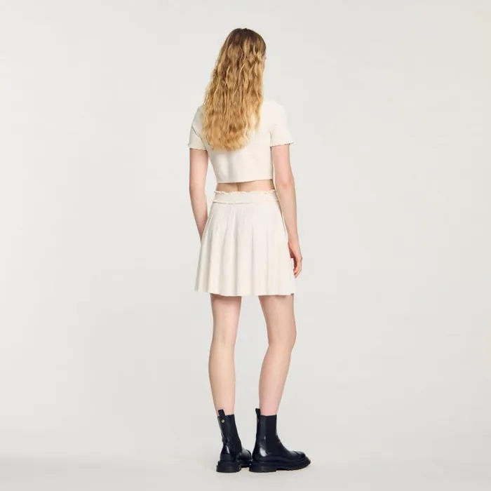 Women Skirts SANDRO Pointelle Knit Skirt Ecru