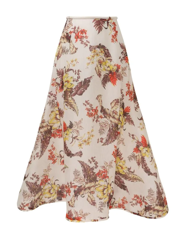 Women Skirts Zimmermann Matchmaker Floral Flare Skirt Ivory Tropical Floral
