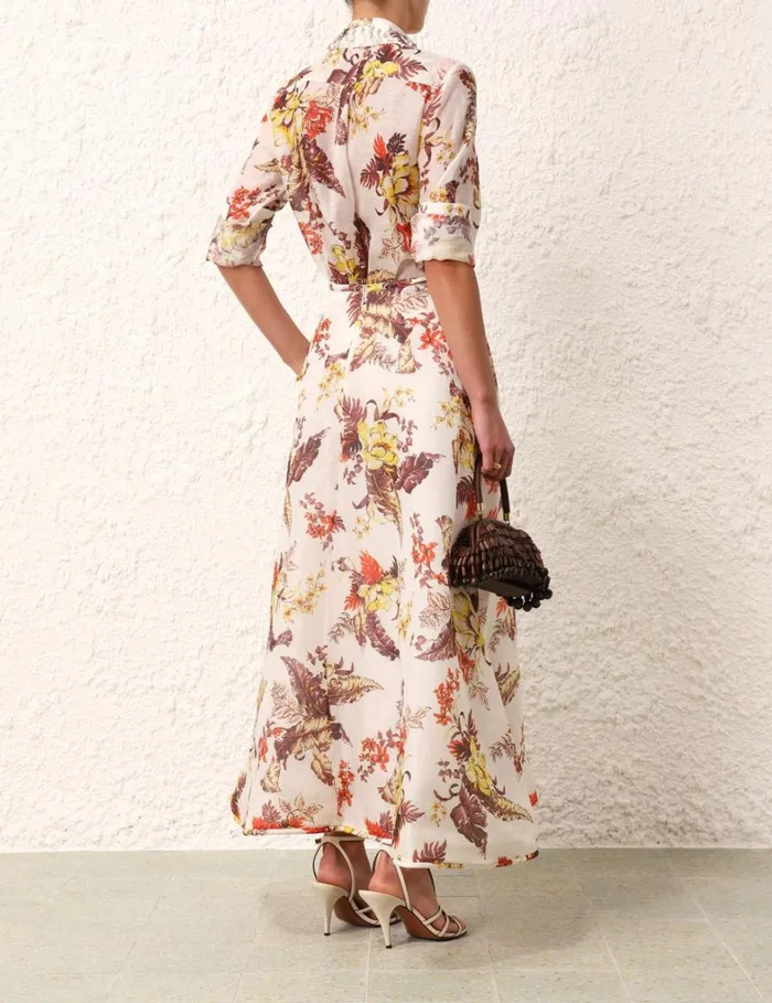 Women Skirts Zimmermann Matchmaker Floral Flare Skirt Ivory Tropical Floral
