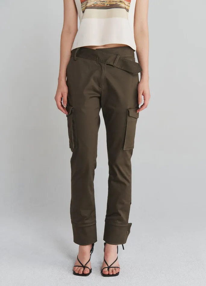 Women Slanted Waistband Cargo Pants MONSE Bottoms
