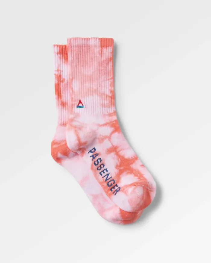 Women Socks Passenger Organic Midweight Crew Socks Tie Dye Shell Pink Tie Dye Shell Pink