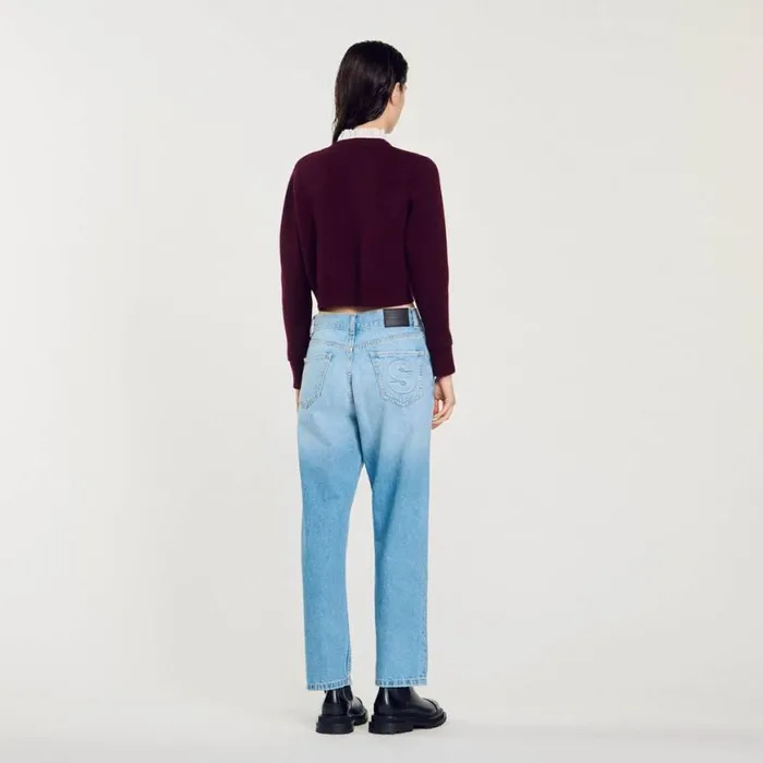 Women Sweaters and Cardigans SANDRO Knit Cardigan With Detachable Collar Burgundy