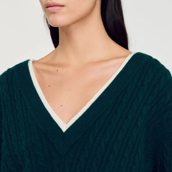Women Sweaters and Cardigans SANDRO Layered Effect Knit Sweater Green