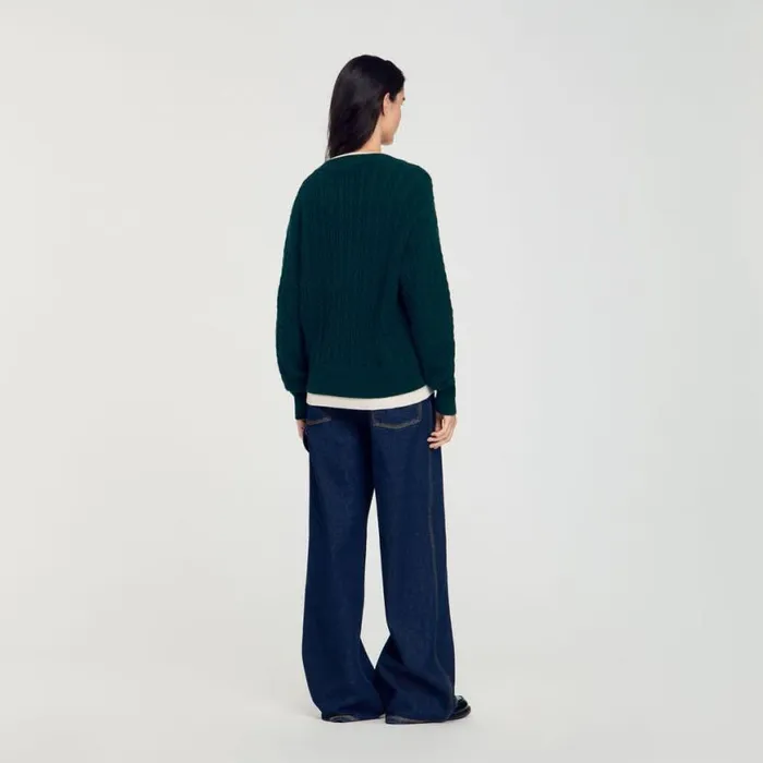Women Sweaters and Cardigans SANDRO Layered Effect Knit Sweater Green