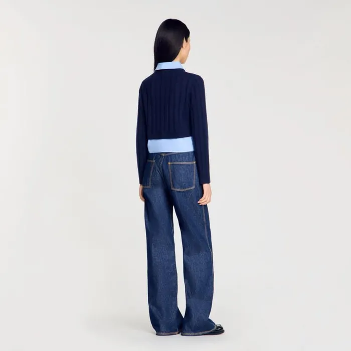 Women Sweaters and Cardigans SANDRO Layeredeffect Sweater Navy Blue