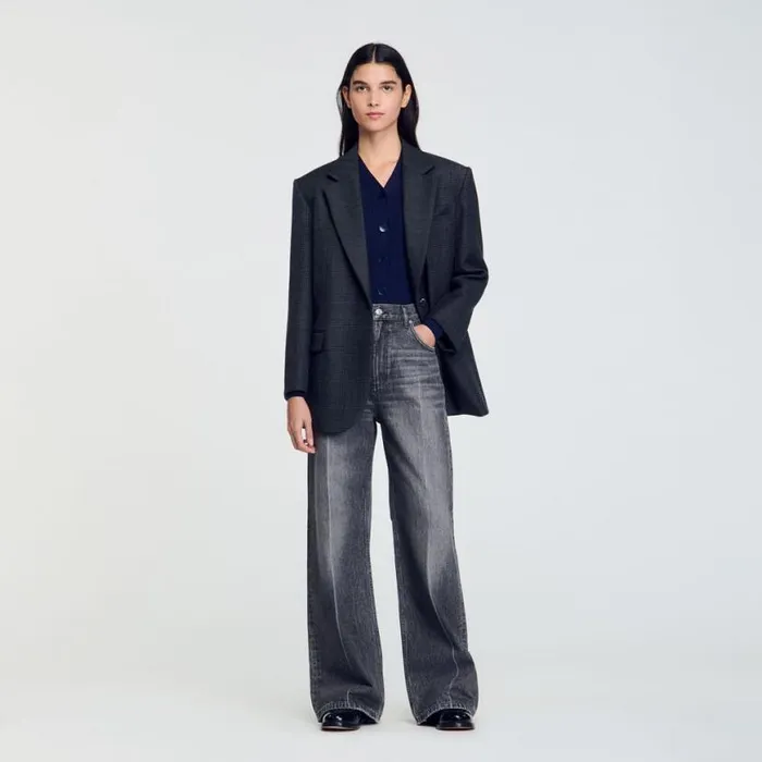 Women Sweaters and Cardigans SANDRO Rib Knit Cardigan Navy Blue
