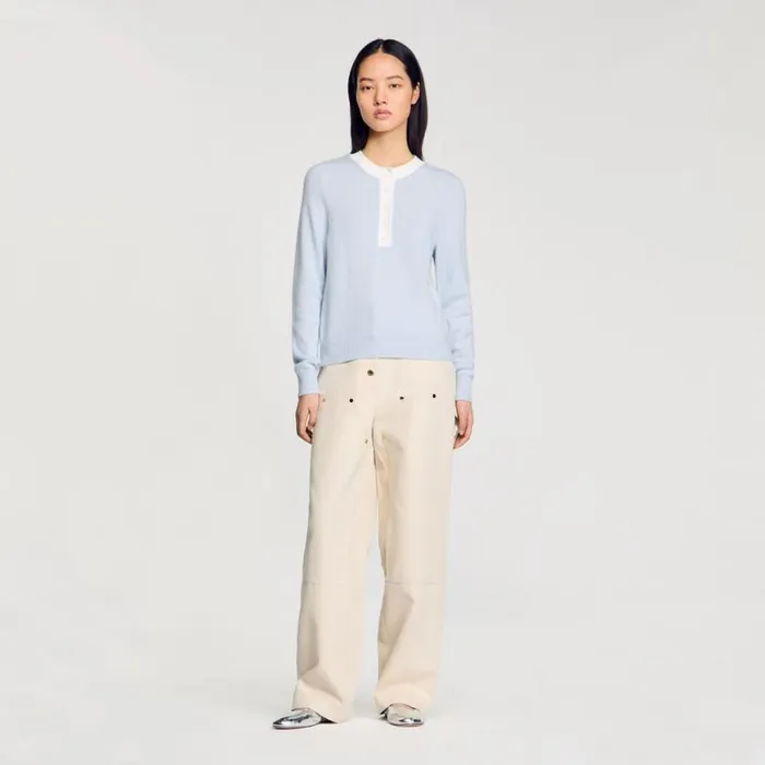 Women Sweaters and Cardigans SANDRO Wool And Cashmere Jumper Sky Blue