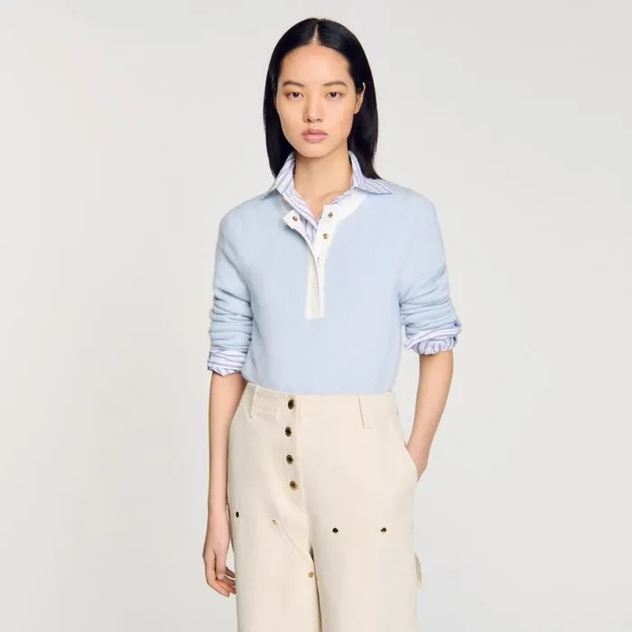 Women Sweaters and Cardigans SANDRO Wool And Cashmere Jumper Sky Blue