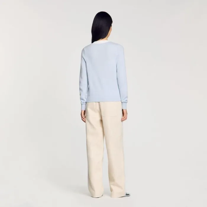 Women Sweaters and Cardigans SANDRO Wool And Cashmere Jumper Sky Blue