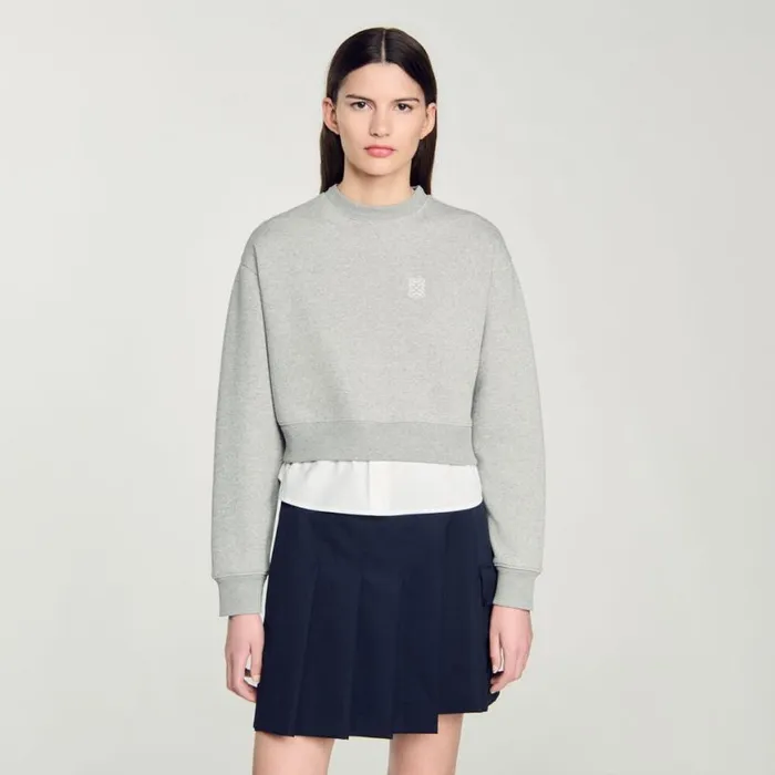 Women Sweatshirts SANDRO Layered Effect Sweatshirt Grey