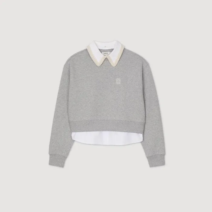 Women Sweatshirts SANDRO Layered Effect Sweatshirt Grey