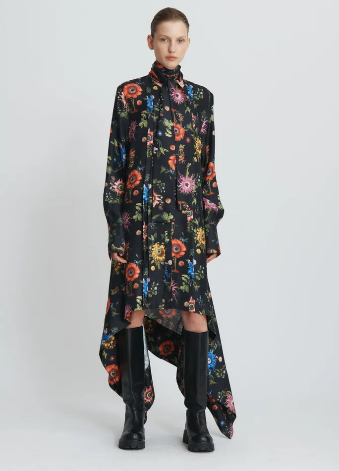 Women Tie Neck Printed Dress MONSE Dresses