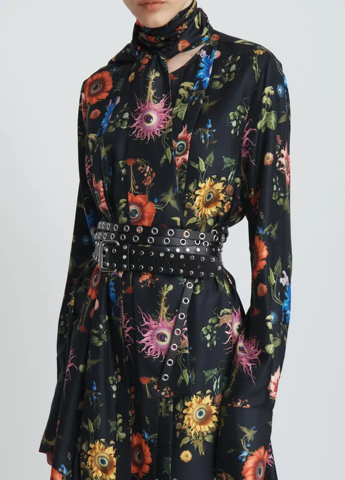 Women Tie Neck Printed Dress MONSE Dresses