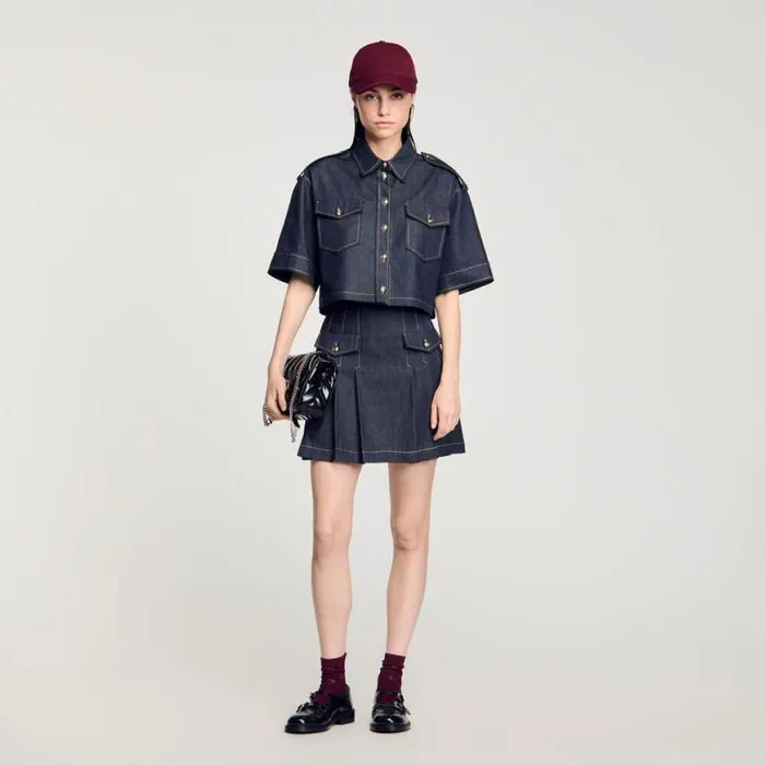Women Tops and Shirts SANDRO Denim Shirt Deep Blu