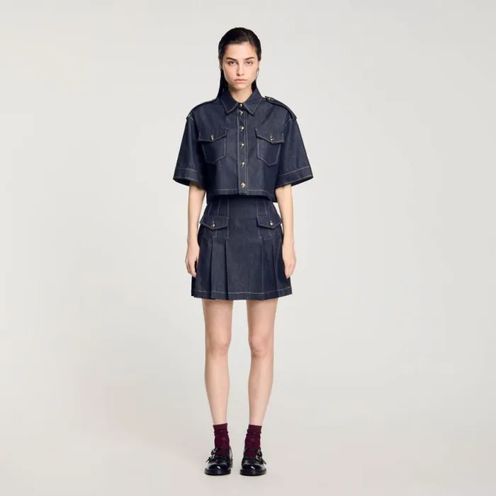 Women Tops and Shirts SANDRO Denim Shirt Deep Blu