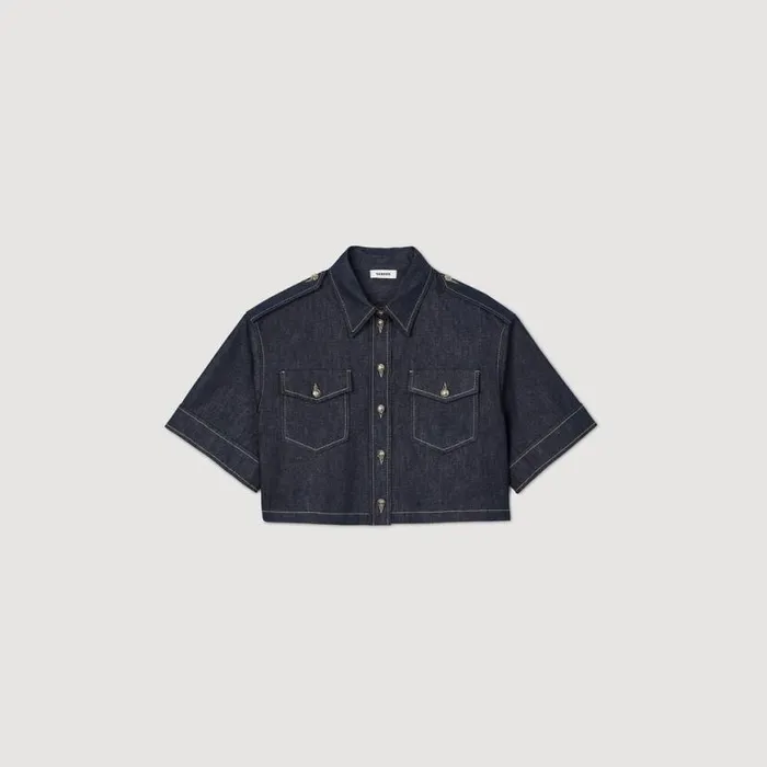 Women Tops and Shirts SANDRO Denim Shirt Deep Blu