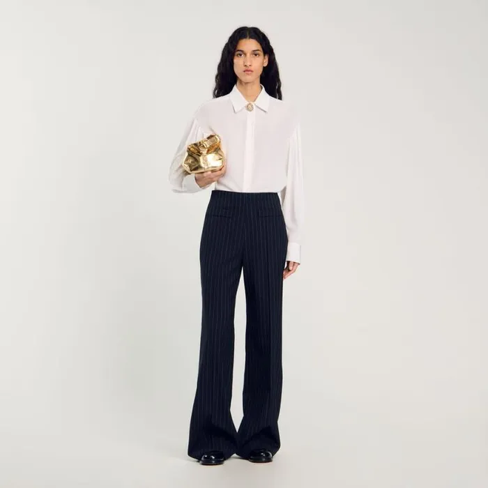 Women Tops and Shirts SANDRO Floaty Silk Shirt White
