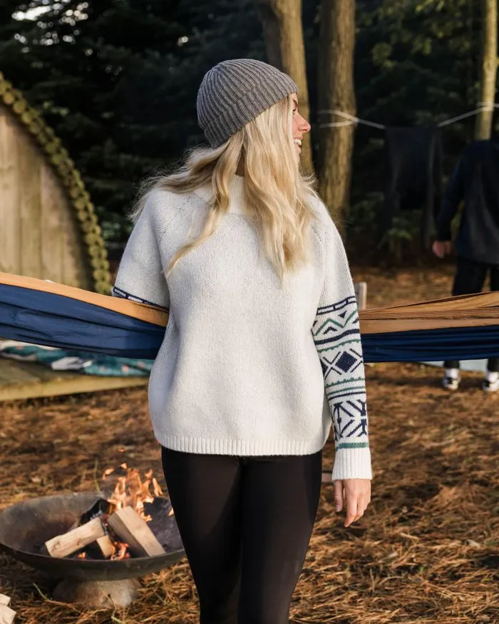 Women Tops Passenger Ambiance Recycled Knitted Jumper Homespun Stripe Off White Homespun Stripe Off White