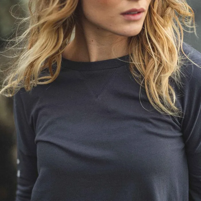 Women Tops Passenger Big Leaf Recycled LS TShirt Faded Black Faded Black