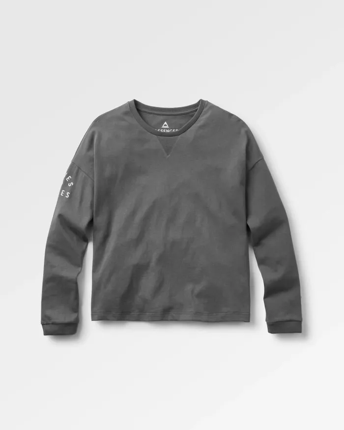 Women Tops Passenger Big Leaf Recycled LS TShirt Faded Black Faded Black