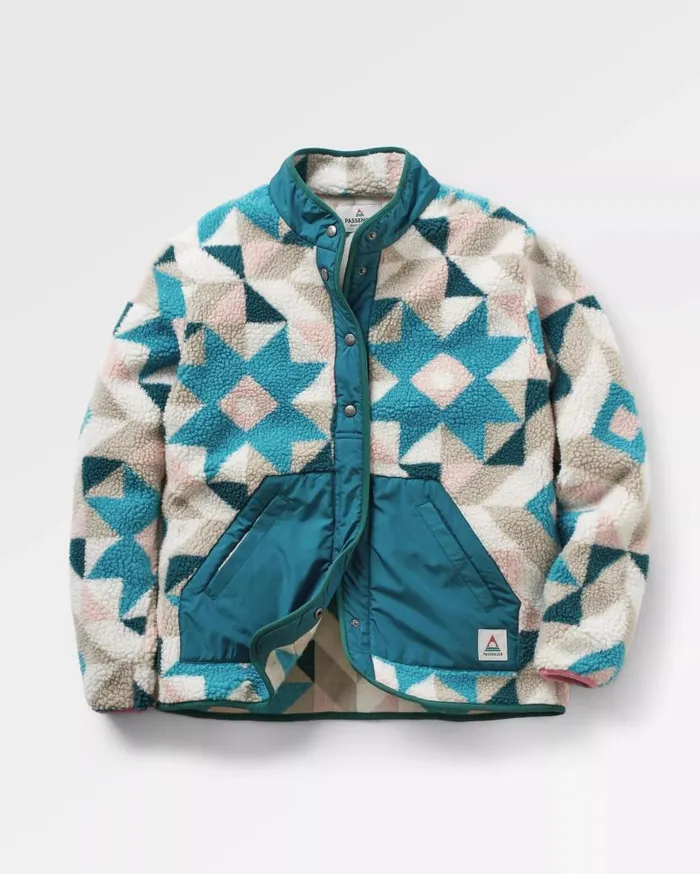 Women Tops Passenger Clover Recycled DeepPile Sherpa Fleece Homespun Blue Sea Homespun Blue Sea