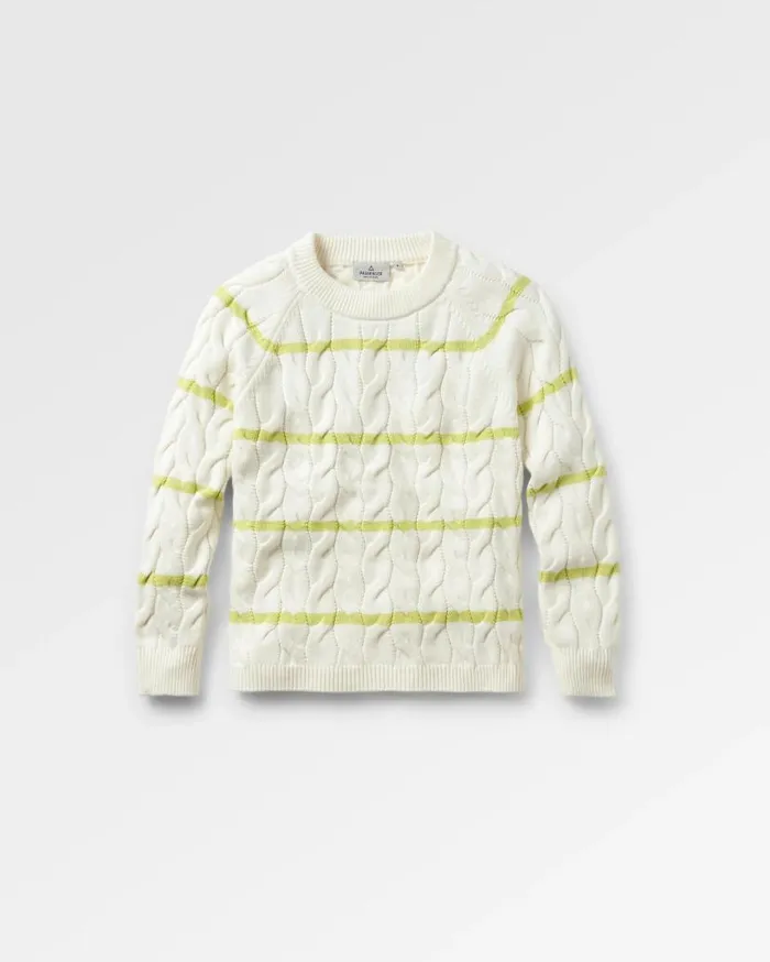 Women Tops Passenger Comfort Stripe Organic Knitted Jumper Lime Stripe Lime Stripe