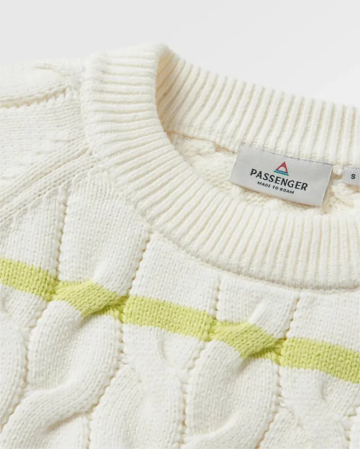 Women Tops Passenger Comfort Stripe Organic Knitted Jumper Lime Stripe Lime Stripe