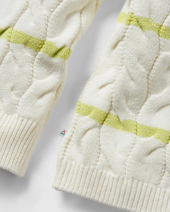Women Tops Passenger Comfort Stripe Organic Knitted Jumper Lime Stripe Lime Stripe