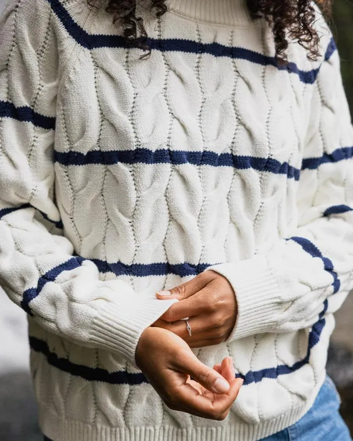 Women Tops Passenger Comfort Stripe Organic Knitted Jumper Off White Stripe Off White Stripe Women Tops Passenger Comfort Stripe Organic Knitted Jumper Off White Stripe Off White Stripe