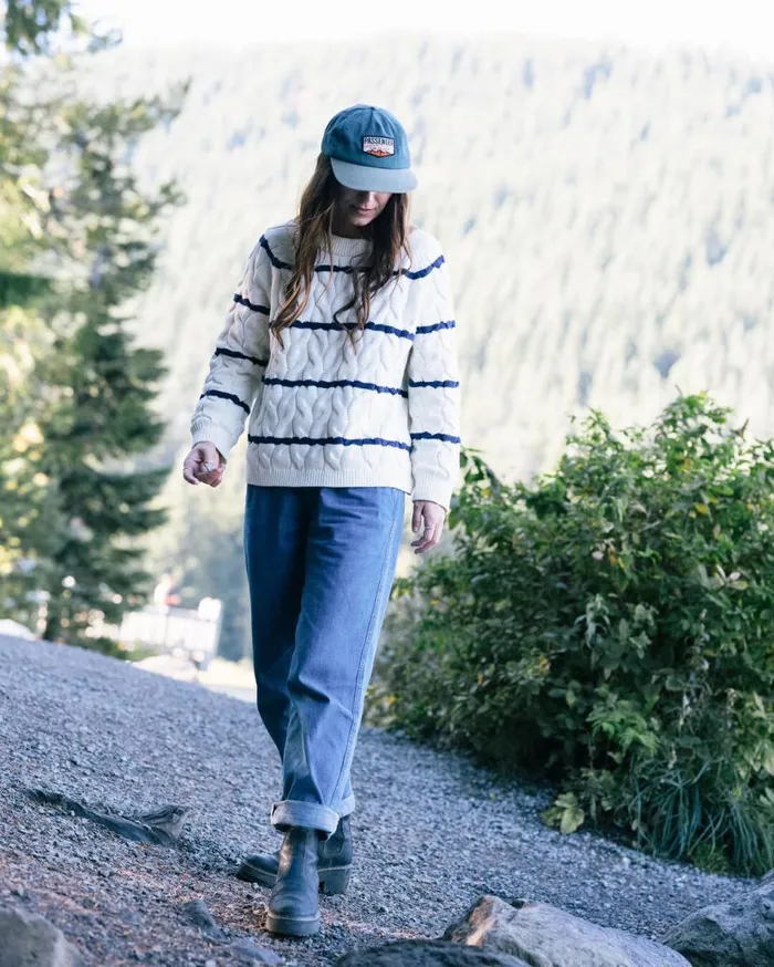 Women Tops Passenger Comfort Stripe Organic Knitted Jumper Off White Stripe Off White Stripe