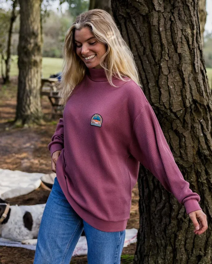 Women Tops Passenger Flourish Roll Neck Top Crushed Berry Crushed Berry