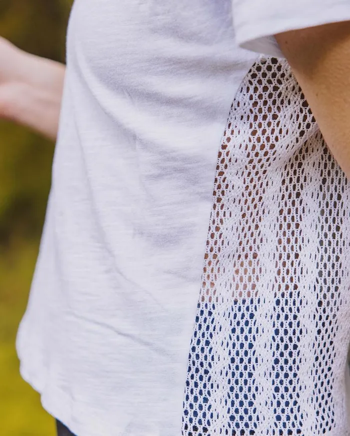 Women Tops Passenger Magnolia Recycled Cotton Crochet Trim TShirt White White