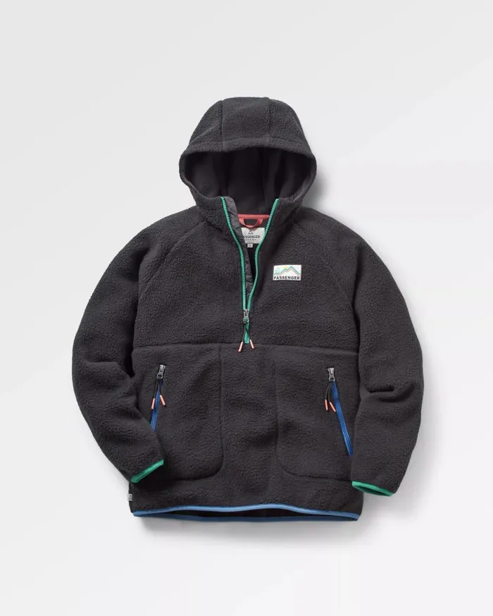 Women Tops Passenger Maine 20 12 Zip Recycled Sherpa Fleece Black Black
