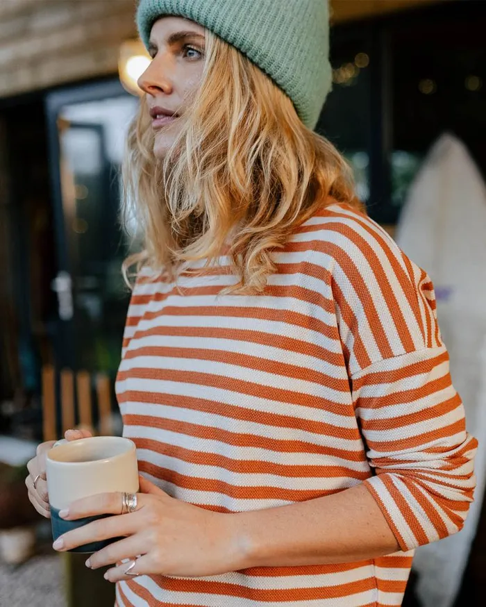 Women Tops Passenger Panorama Striped LS TShirt Glazed Ginger Glazed Ginger