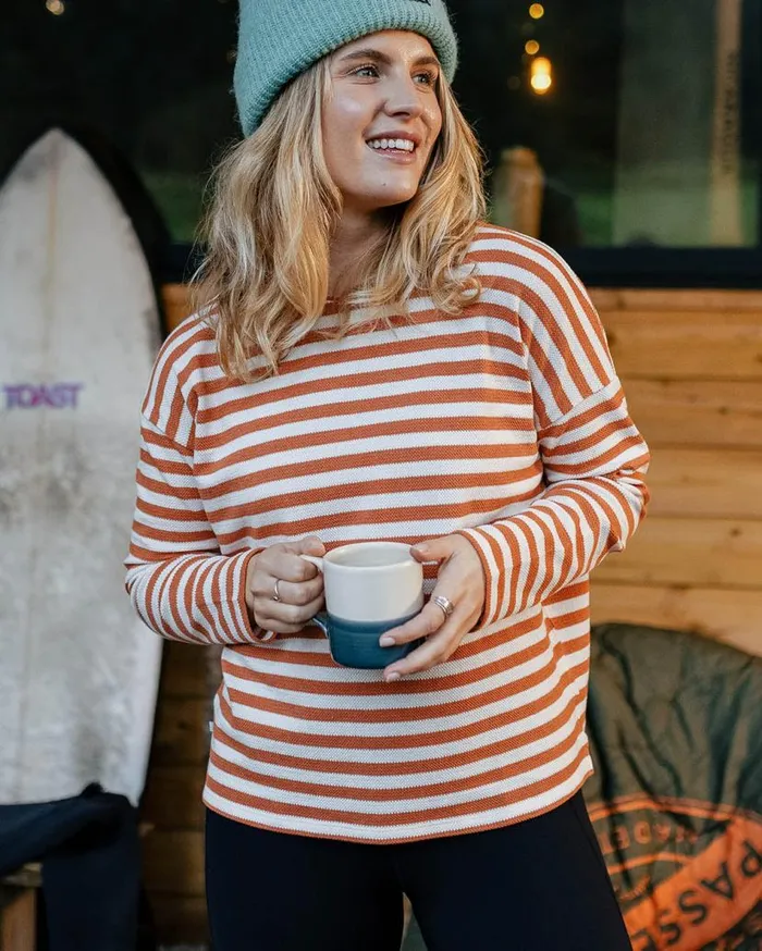 Women Tops Passenger Panorama Striped LS TShirt Glazed Ginger Glazed Ginger
