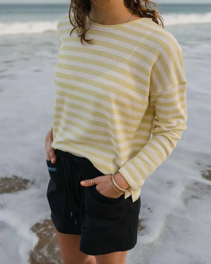 Women Tops Passenger Panorama Striped LS TShirt Lime Stripe Lime Stripe